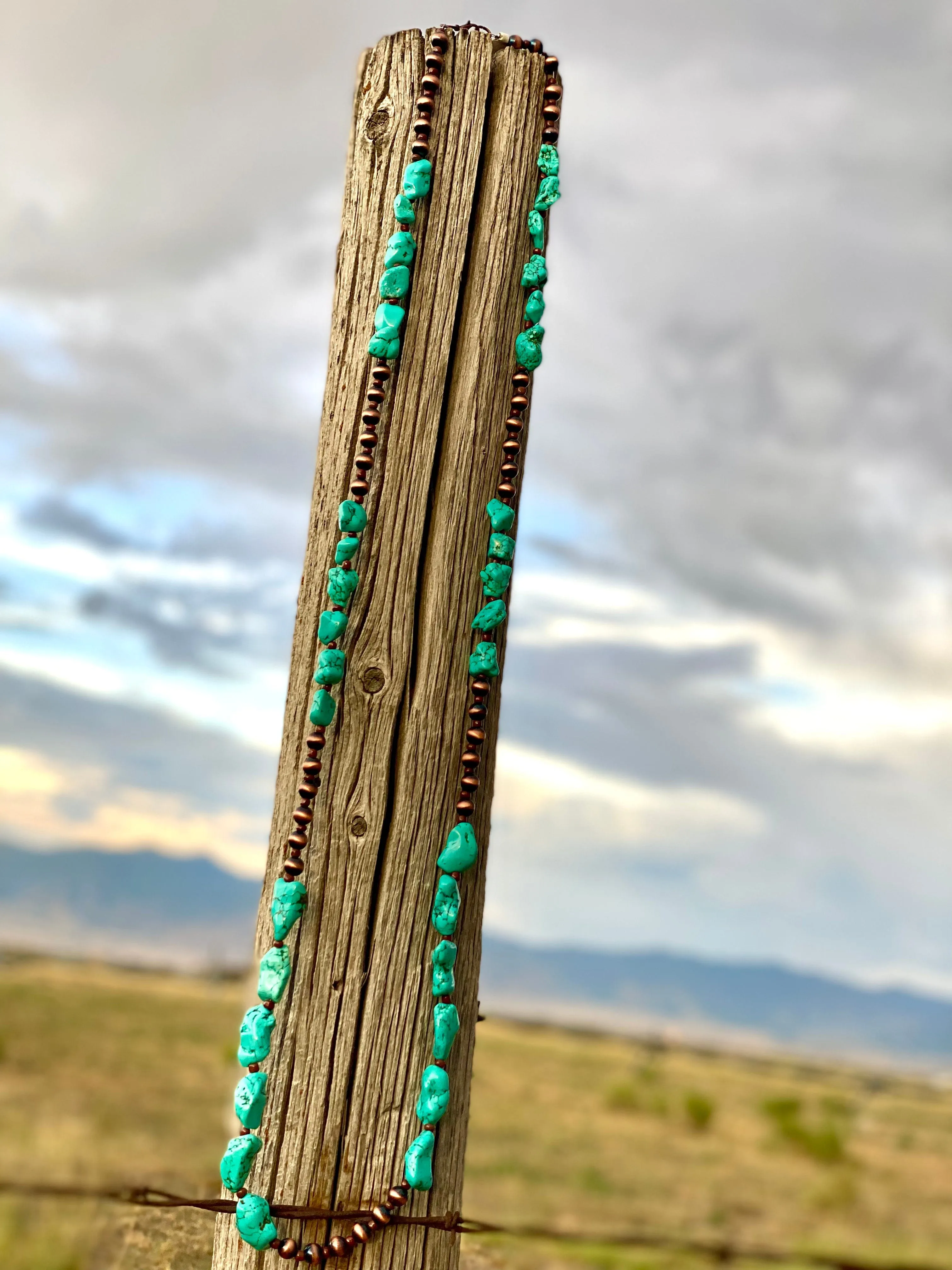 The Fall Copper Bead and Turquoise Chunk Necklace