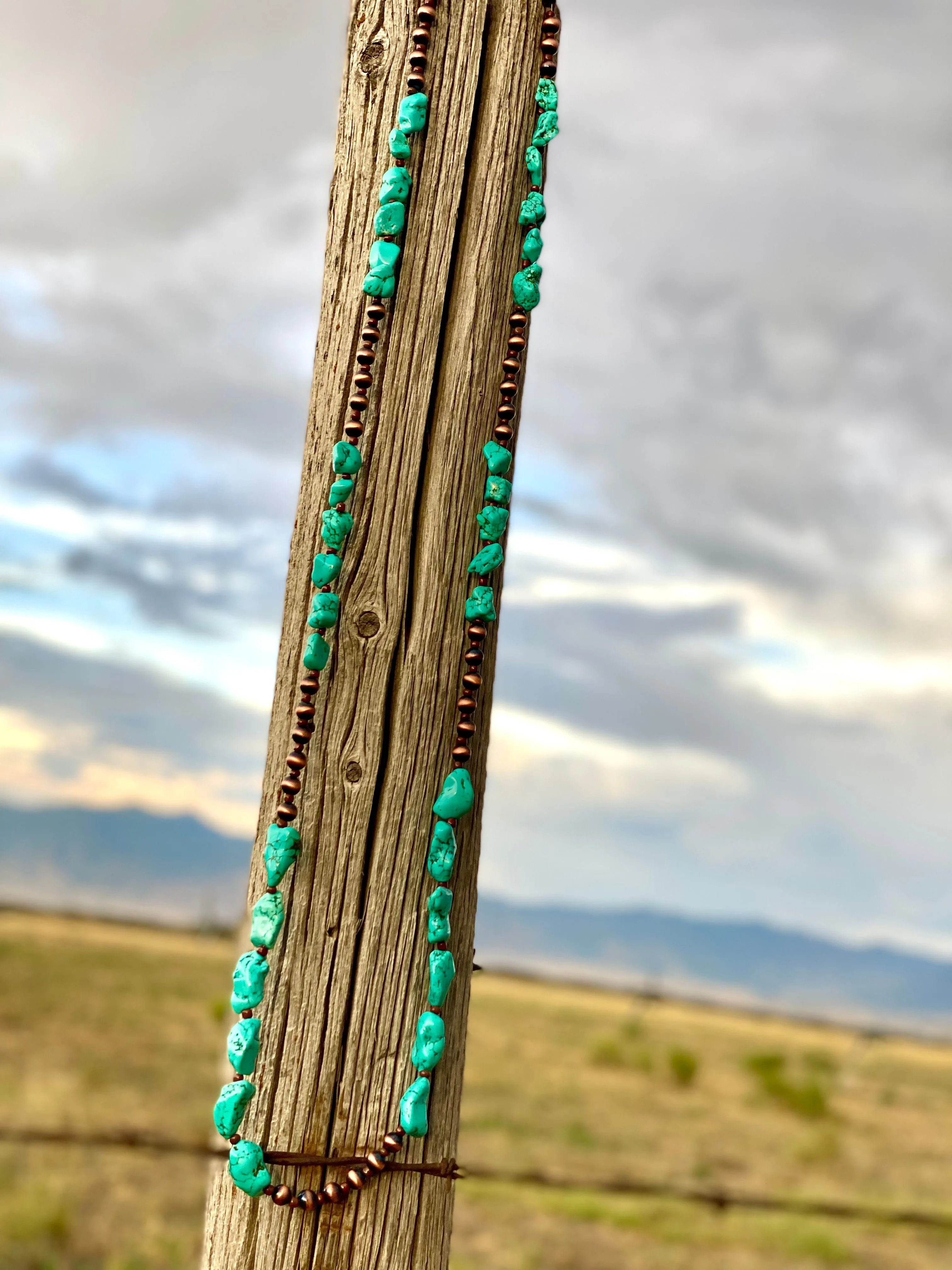 The Fall Copper Bead and Turquoise Chunk Necklace