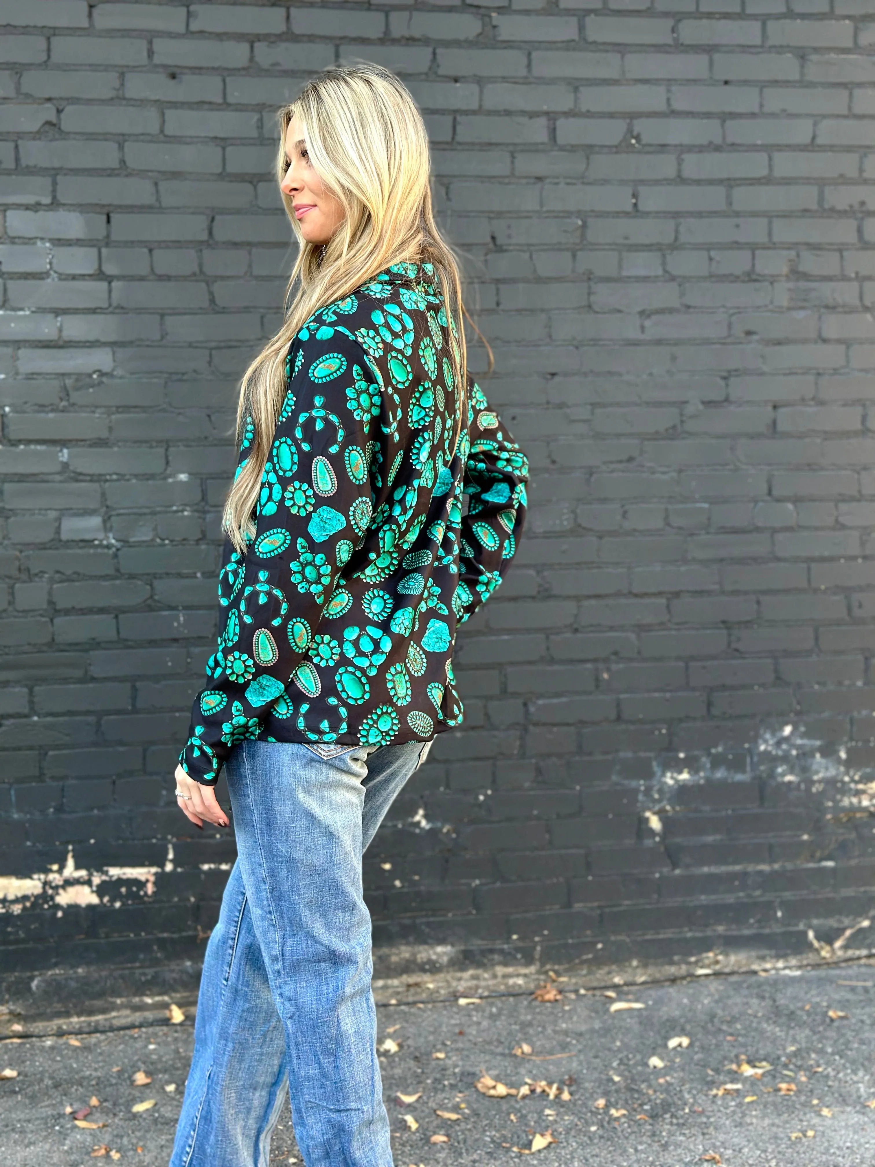 The Turquoise Stones Quarter Zip Pullover